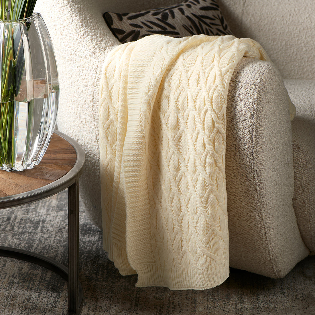 Riviera Maison Knit Cable Throw off-white 170x130