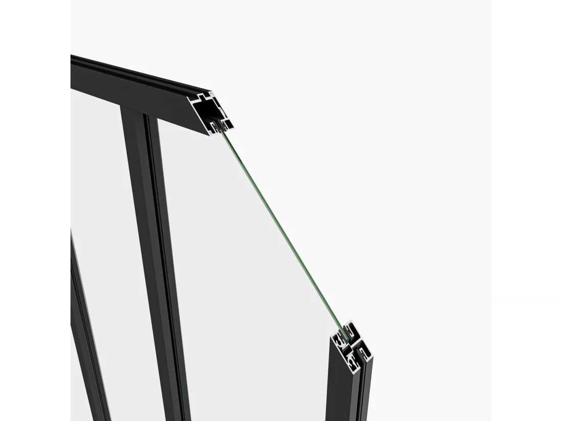 Verrière Atelier en aluminium noir mat - 153x108cm - Noir -5 Vitrages Clairs