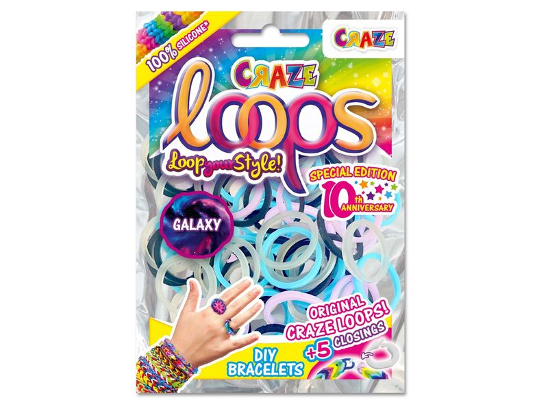 Craze Bastelset Loops - 100 Loops Bag assortiert Armbänder zum Selbermachen
