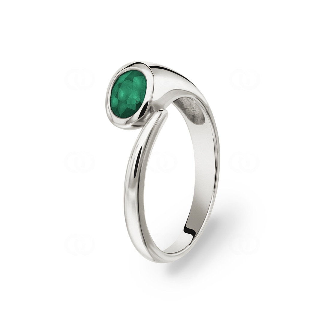 Damenring 750/18 K Weissgold mit Smaragd