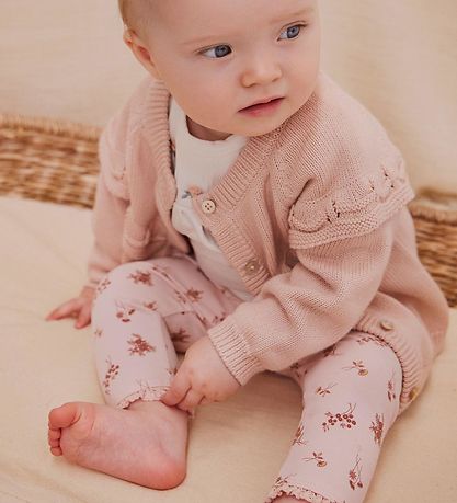 En Fant Leggings - AOP - Peach Peitsche m. Blumen
