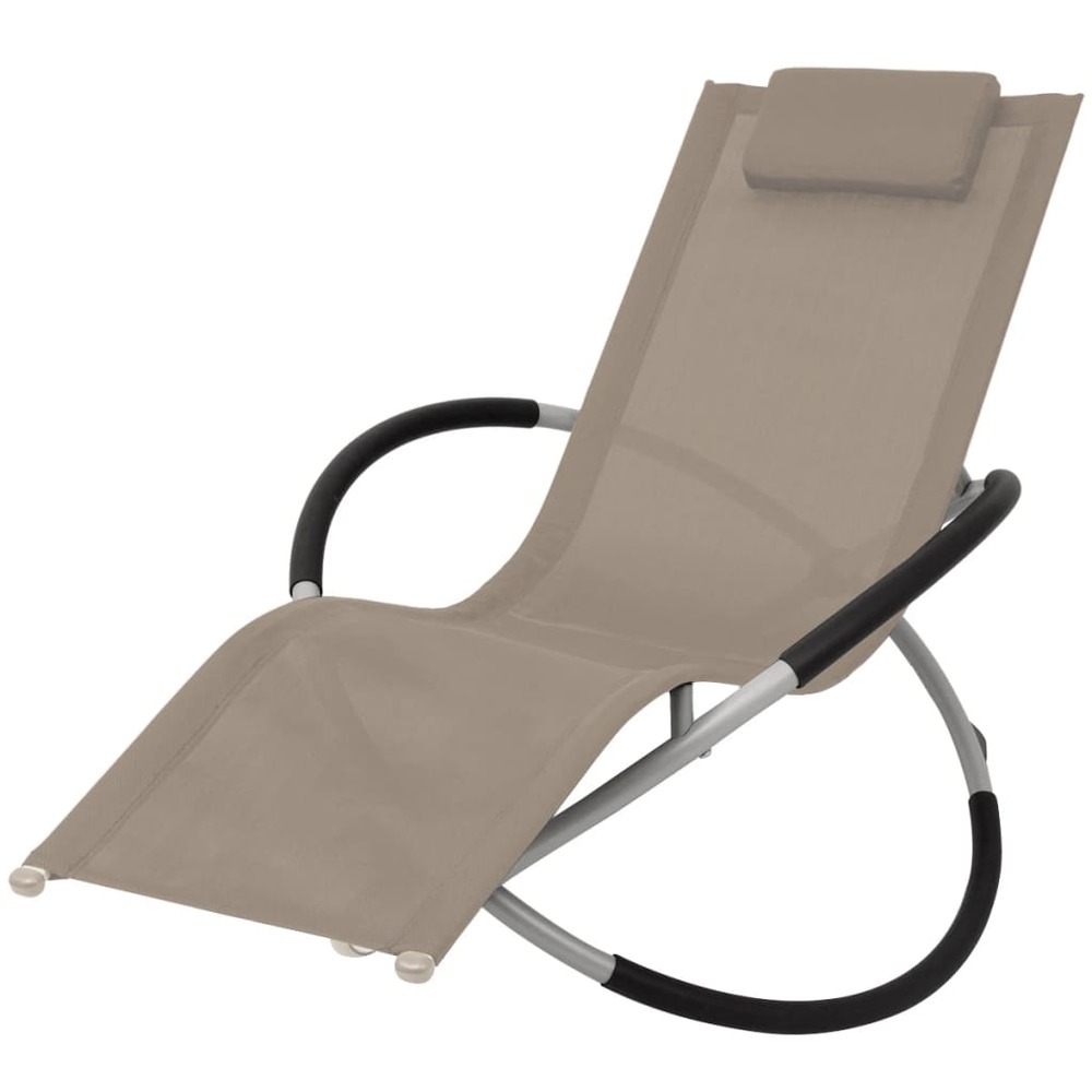 Transat chaise longue bain de soleil lit de jardin terrasse meuble d'extérieur géométrique d'extérieur acier taupe