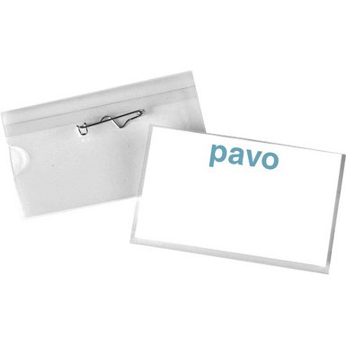 Porte-badge, avec aiguille, 40 x 60 mm, transparent
