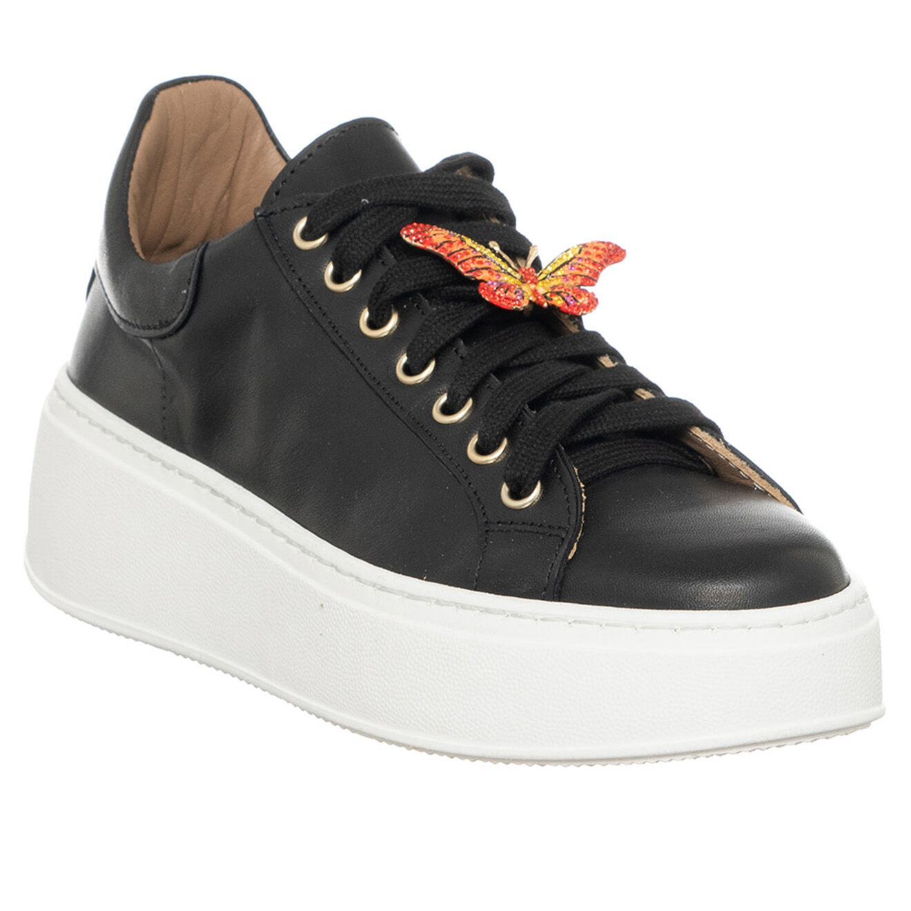 Loretta Pettinari Sneakers en Cuir Farfa noir/rouge