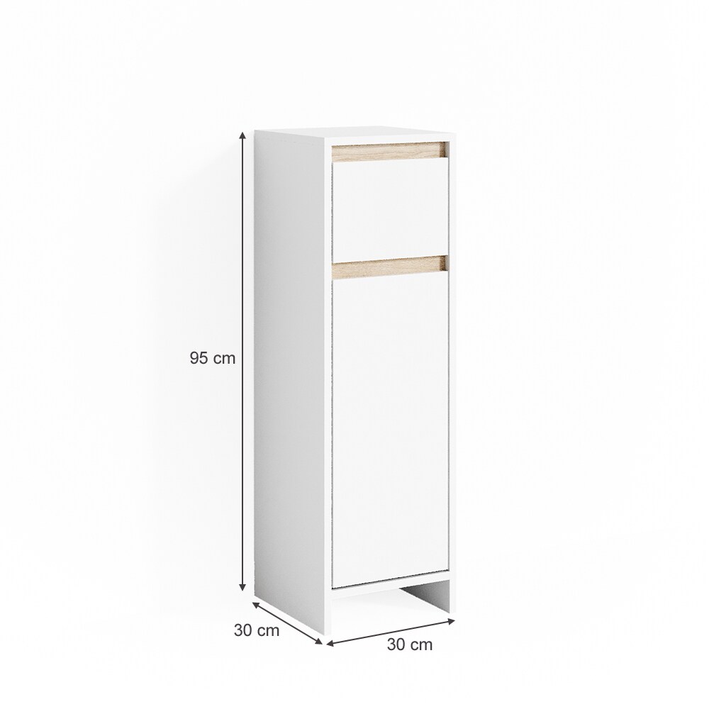 VICCO Badschrank EMMA Weiß Sonoma Eiche - Badezimmerschrank Badregal Midischrank