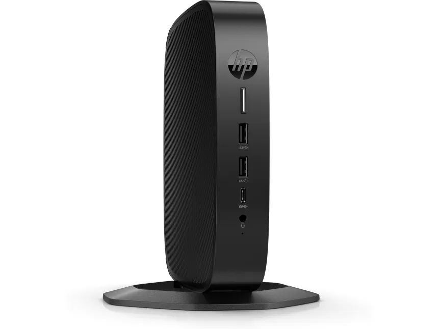 HP Elite t655 - Tynd klient - SFF 1 x Ryzen Embedded R2314 / op til 3.5 GHz - RAM 4 GB - flash 32 GB - eMMC - Radeon Graphics - Gigabit Ethernet, Bluetooth 5.2, IEEE 802.11ax (Wi-Fi 6) - HP ThinPro - skærm: ingen - tastatur: tysk