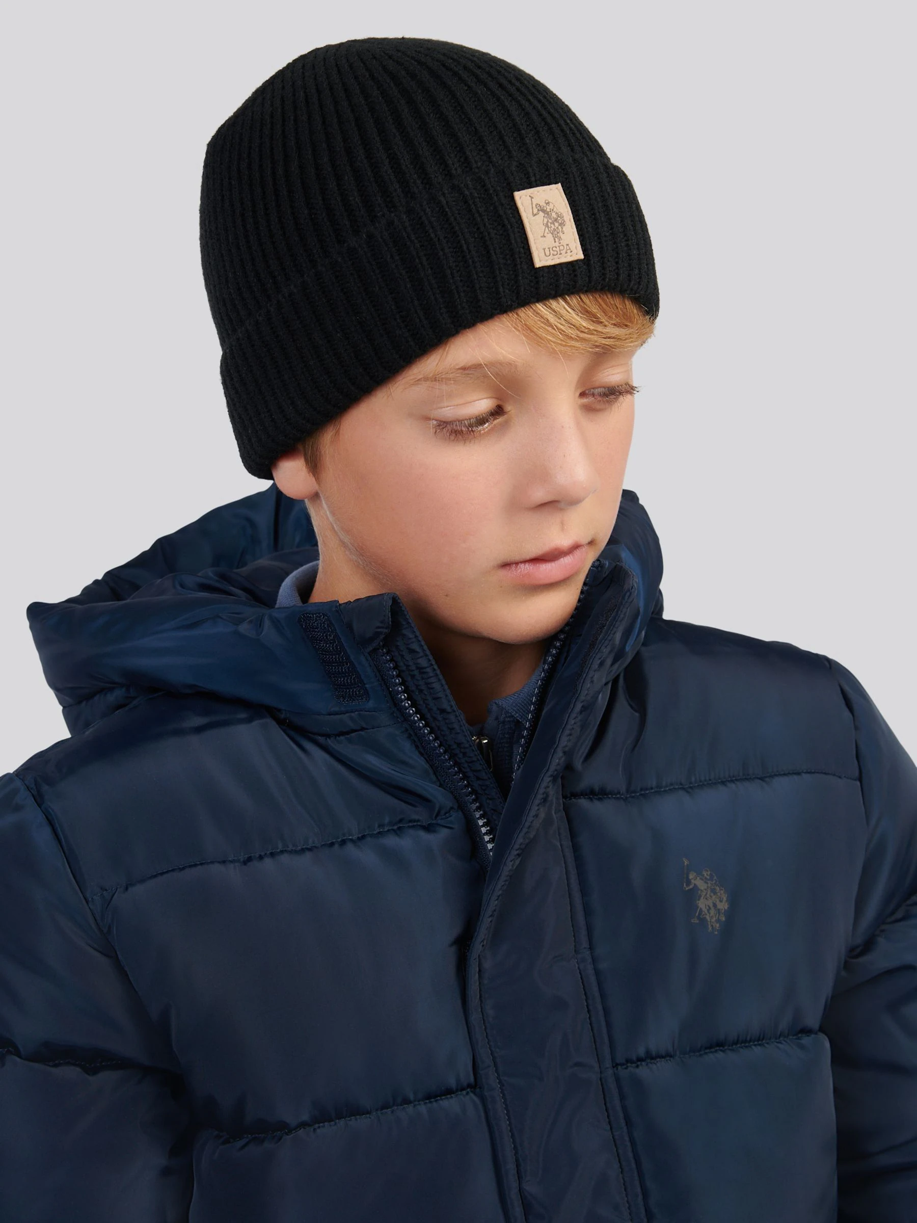 Zwart - U.S. Polo Assn. Signature Double Horsemen Knit Beanie