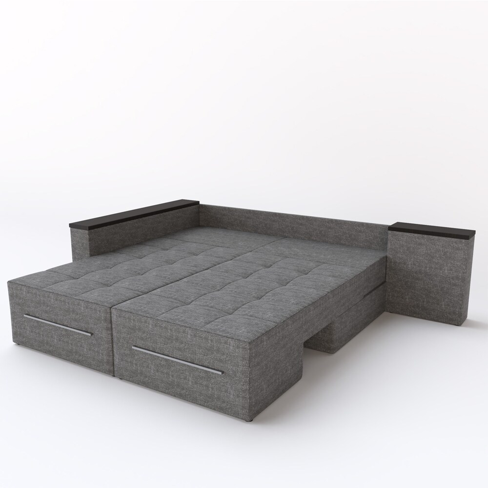 VitaliSpa Ecksofa mit Schlaffunktion 240 x 160 cm Grau - Eckcouch Sofa Couch Schlafsofa Taschenfederkern