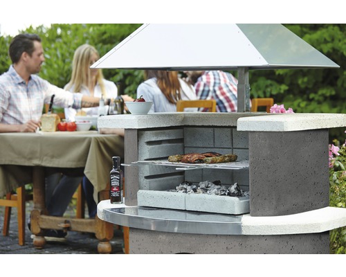 Buschbeck houtskoolgrill tuinhaard Zürich 65 x 110 x 197 cm roestvrij staal
