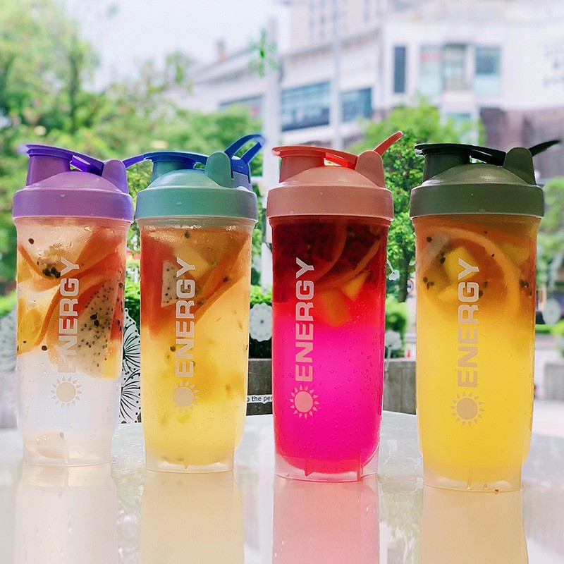 (500ml) Fitness Protein Shaker Trinkflasche   Blender Kugel - Lila