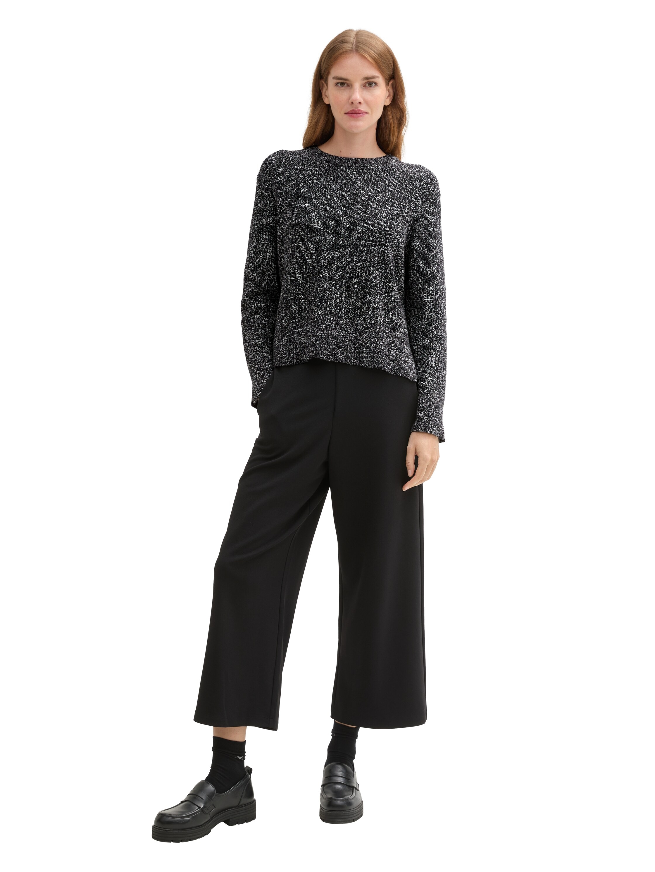 TOM TAILOR V-Ausschnitt-Pullover mit kleinen Schlitzen an Ärmeln und Saum