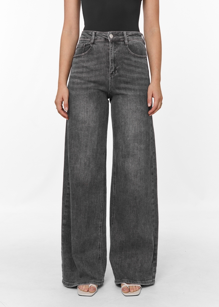 Wide leg stretch jeans grijs
