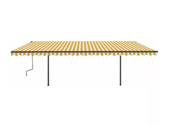 Auvent manuel rétractable avec LED 6x3 m Jaune et blanc