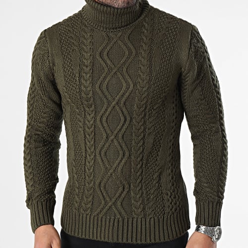 Pull Col Roulé Vert Kaki