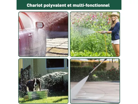 hariot d’Arrosage,Dévidoir de Tuyau d’Arrosage avec 4 roulettes,Panier de Rangement et 1,7M de Tuyau pour Jardin 95 x 62 x 113cm