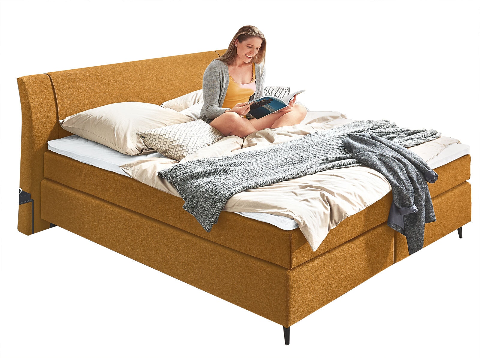 Ole Gunderson Boxspringbett FENTISSIMO TOPMOTION VI NV 180 x 200 Seven Ocre gelb