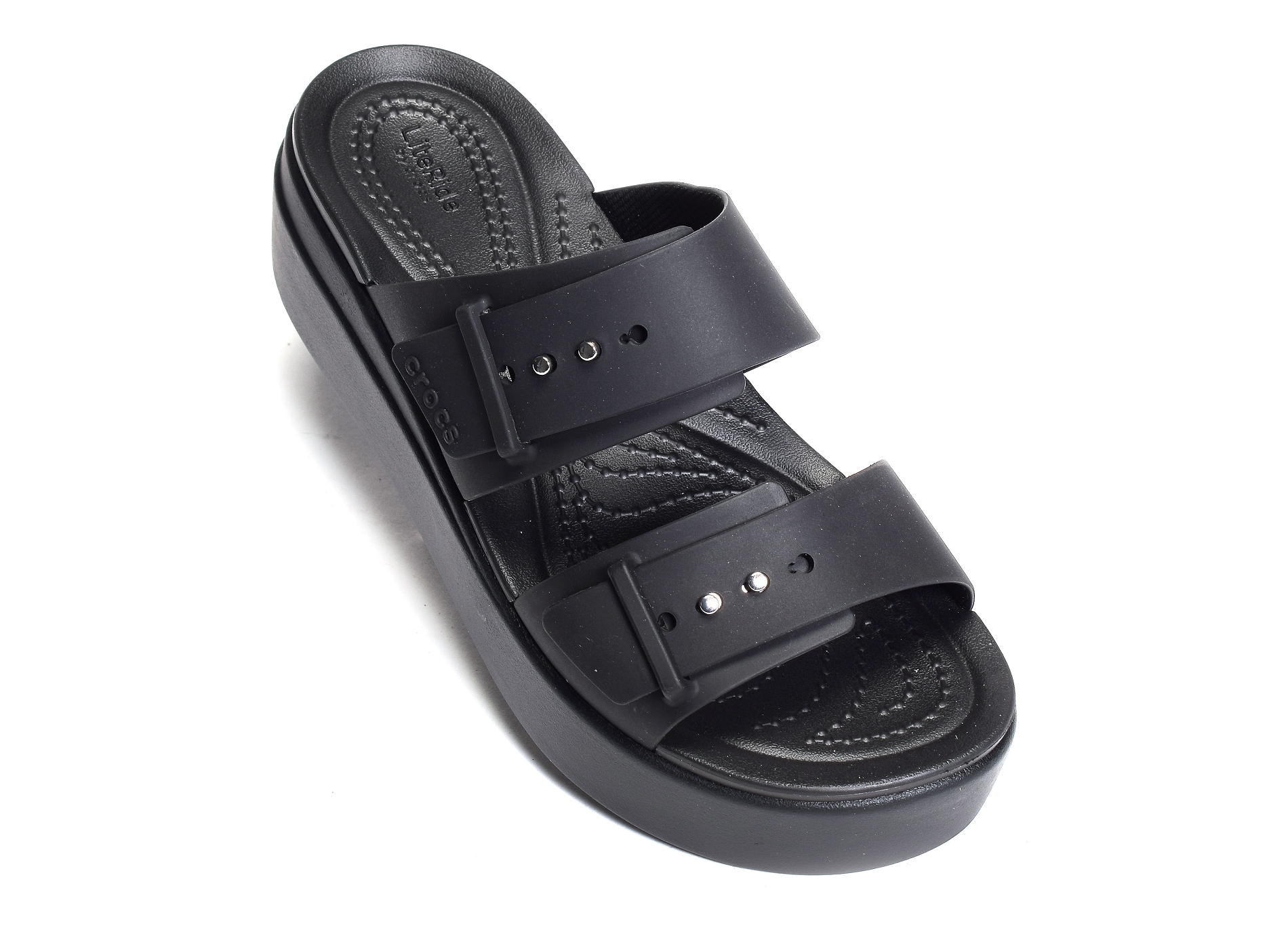 Brooklyn buckle low wedge noir