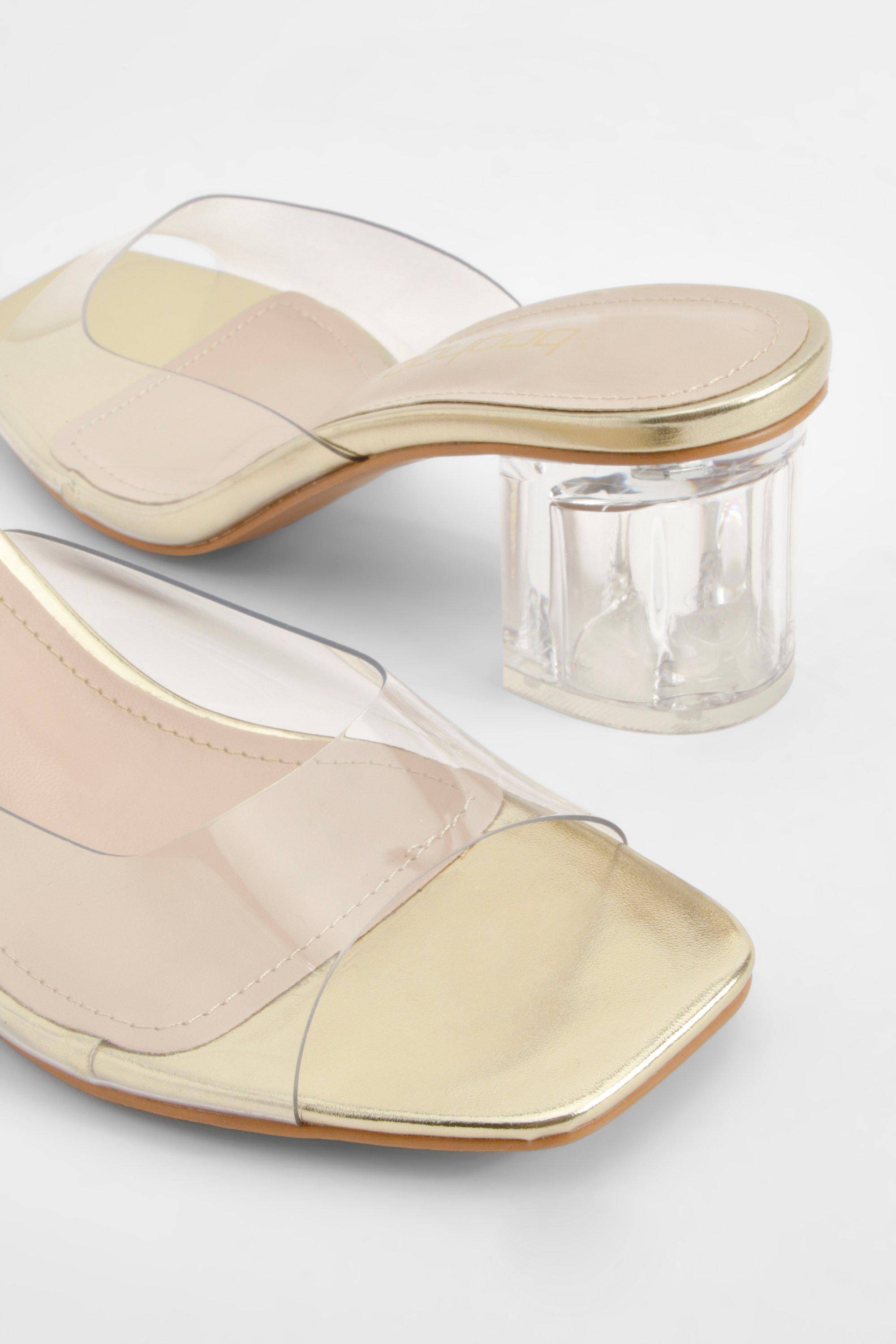 boohoo Mules à talon bloc transparent