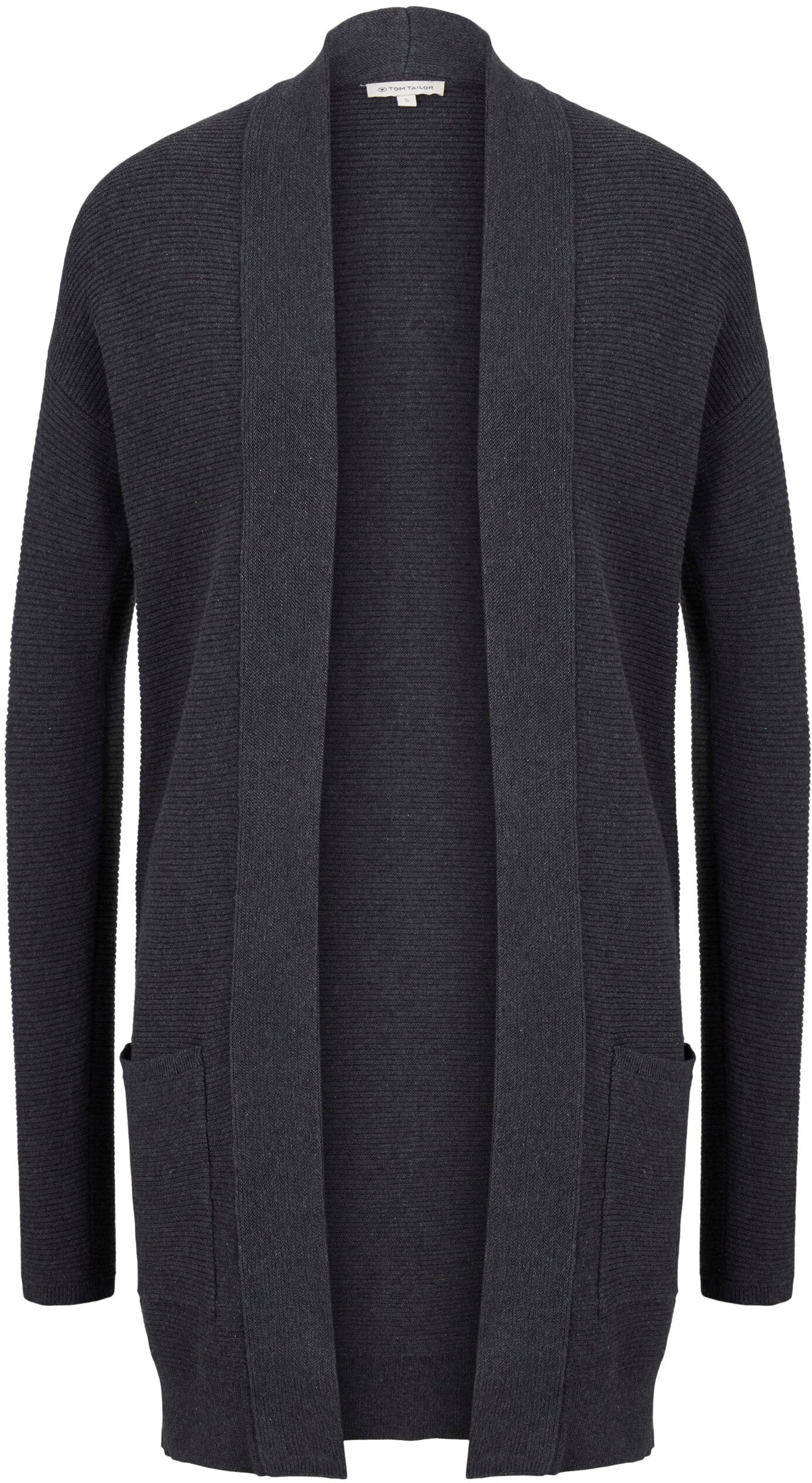 TOM TAILOR Longstrickjacke aus Rippstrick mit aufgesetzten Taschen