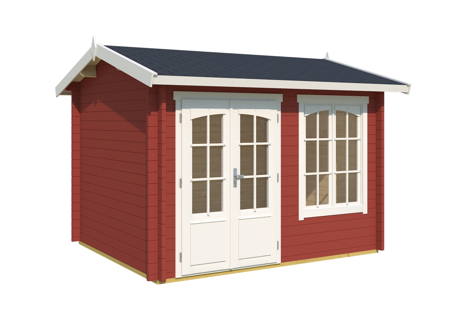 Blockbohlenhaus ALEX - schwedenrot - Fichte massiv - 330x250 cm