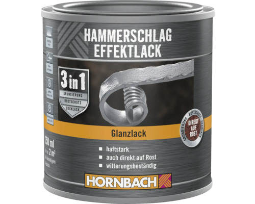 HORNBACH Hamerslag Effectverf 3in1 Glanzend Donkergrijs 250 ml