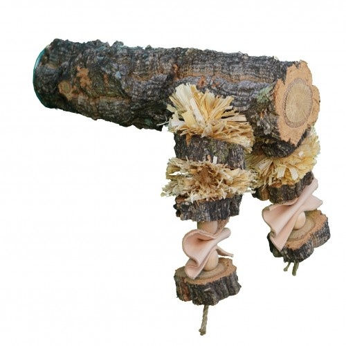 Poleiro de cortiça natural para triturar, cor madeira.