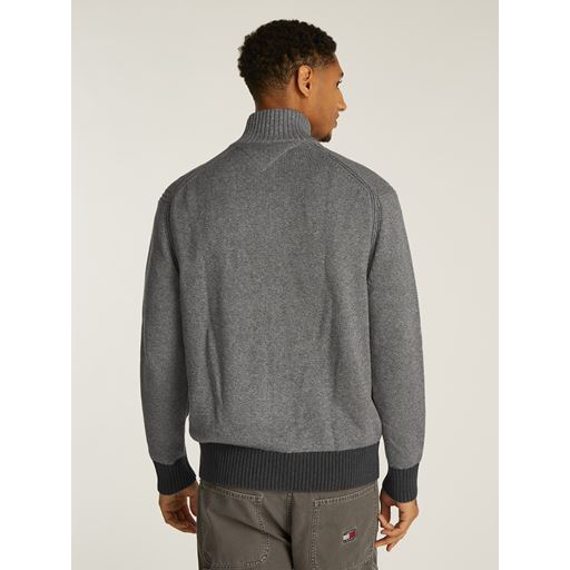 Tommy Hilfiger Mouline Zip Thru Striktrøje, Dark Grey/Light Grey, S