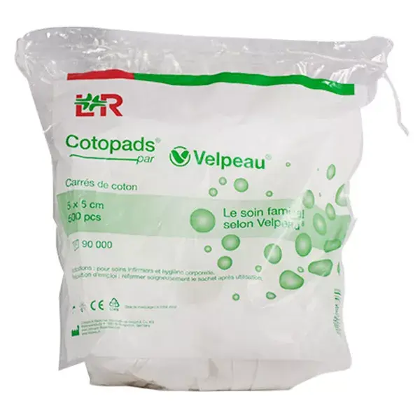 Velpeau Cotopads Carrés de Coton Non Stérile 5 x 5cm 500 unités