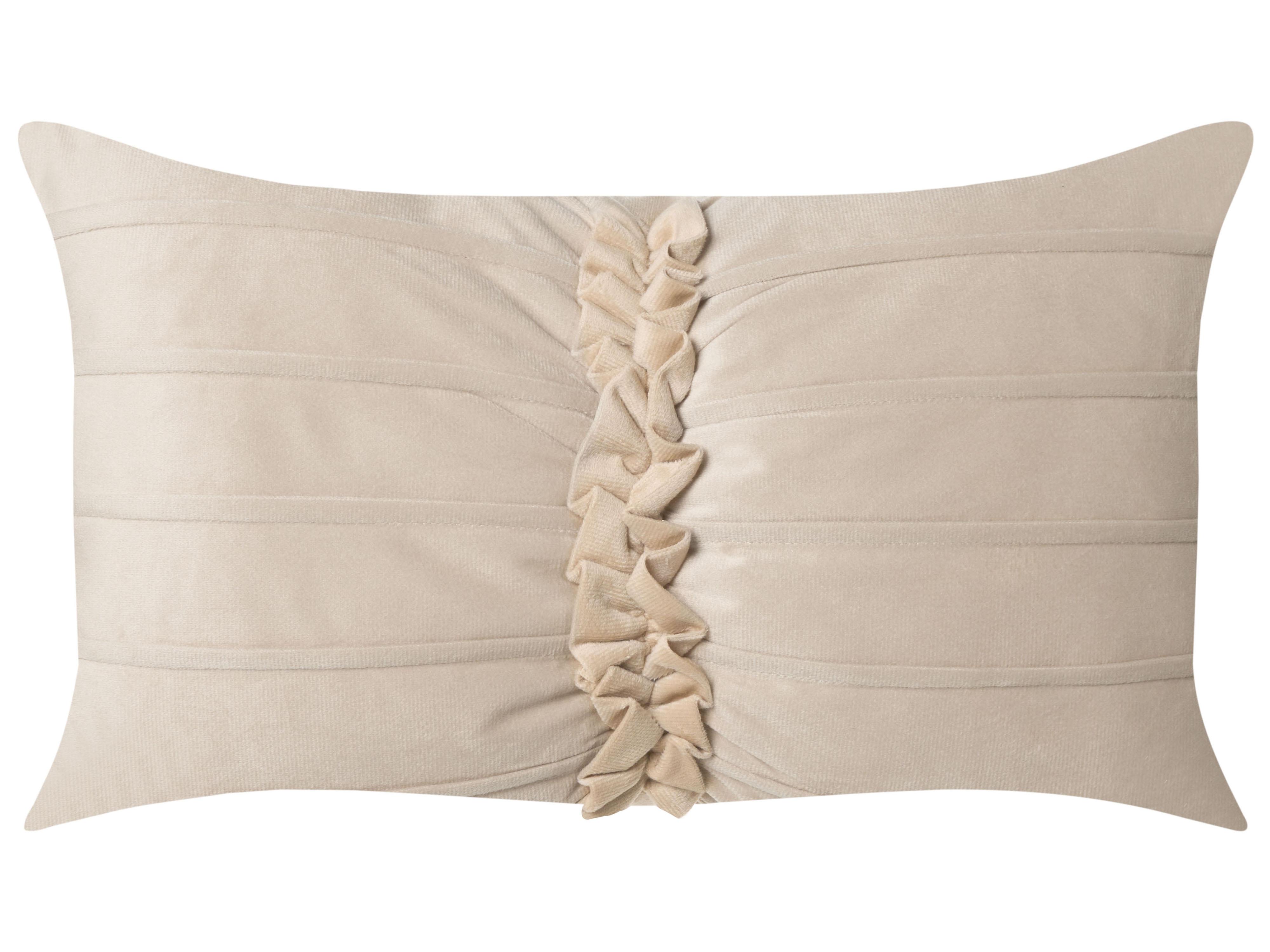 Set van 2 sierkussens BELLE Fluweel 30 x 50 cm Lichtbeige effen