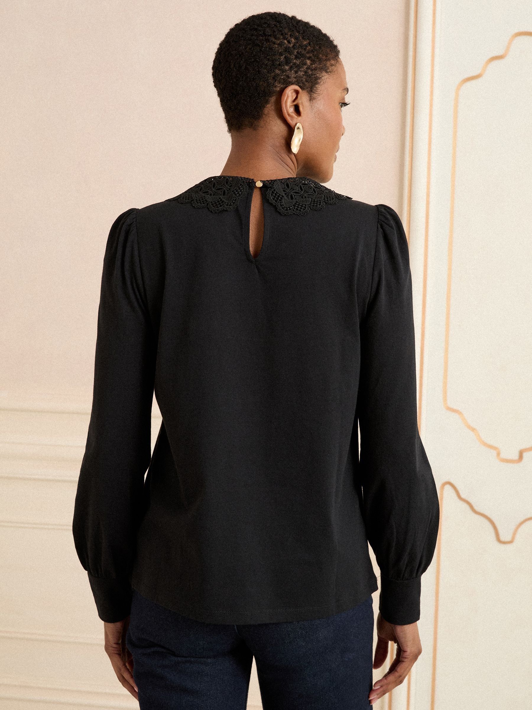Black Lace Collar - Love & Roses - Blouse