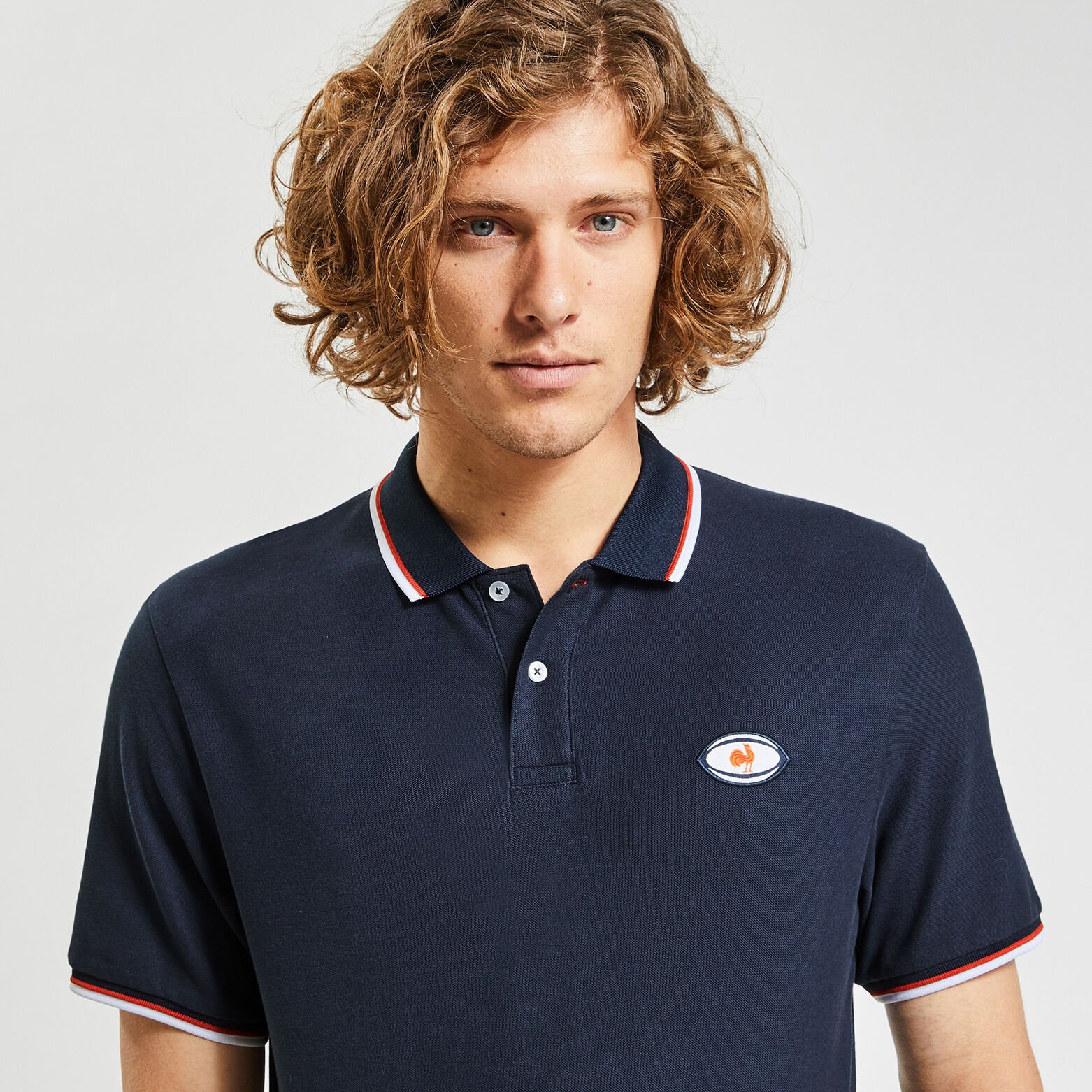 Polo manche courte licence France rugby Bleu foncé