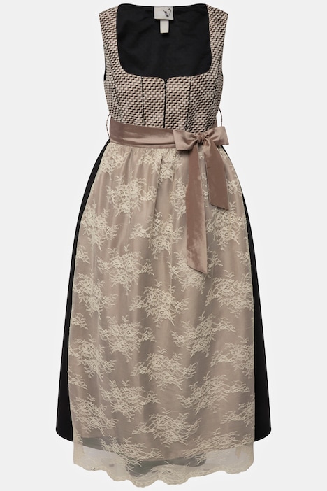 Dirndl, doppellagige Schürze, Carree-Ausschnitt, ärmellos