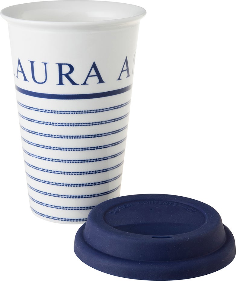 Laura Ashley beker Candy Stripe koffie blauw 0,33 L