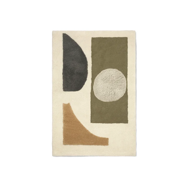 Ferm Living - Bloco Tuftteppich, 80 x 120 cm, green / off-white