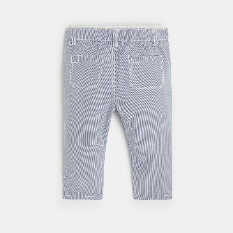 Pantalon toile rayée modulable bleu bébé garçon Bleu
