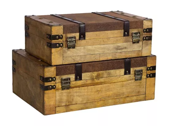 Valise en bois marron 45x31x17/40