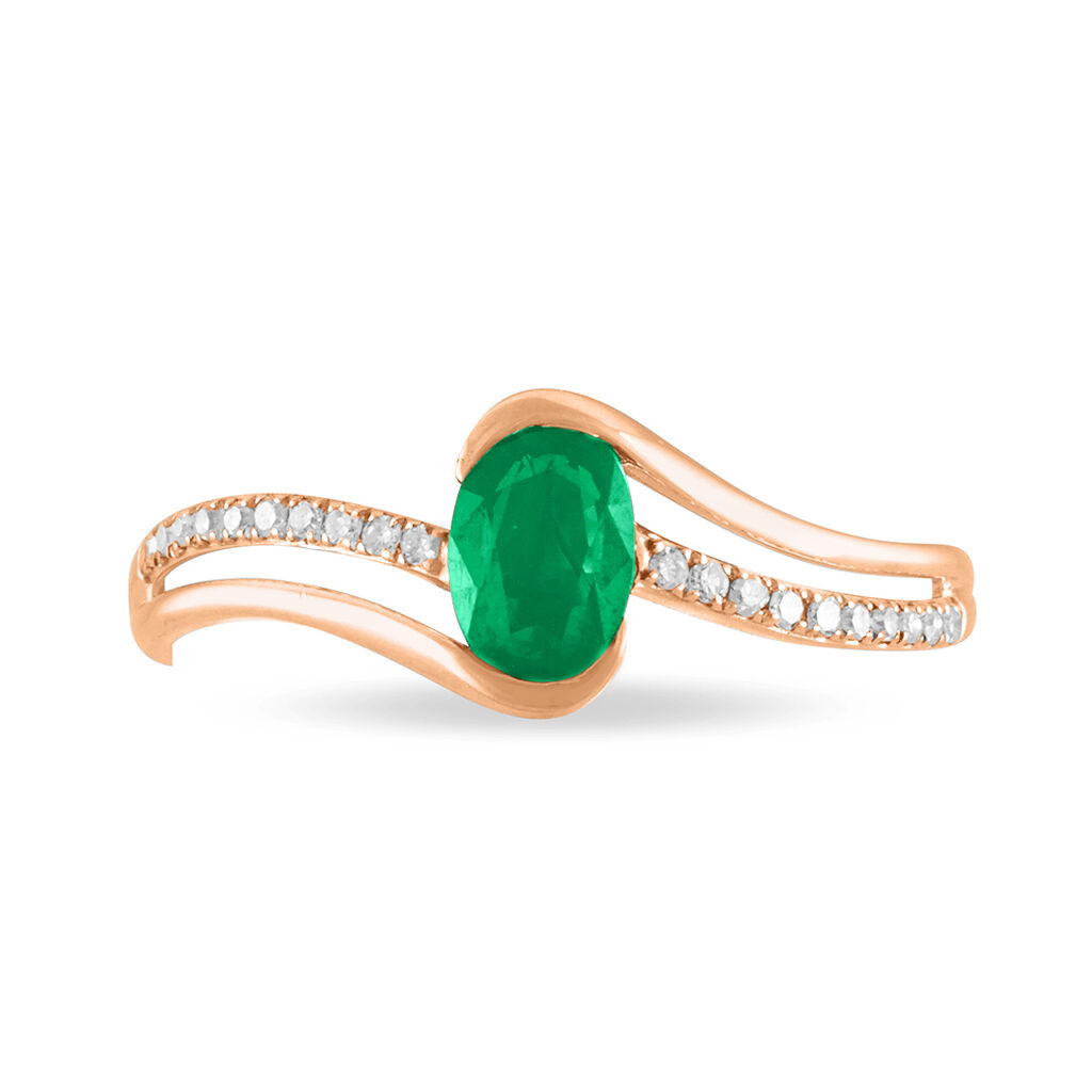 Bague Anja Or Rose Emeraude Et Diamant