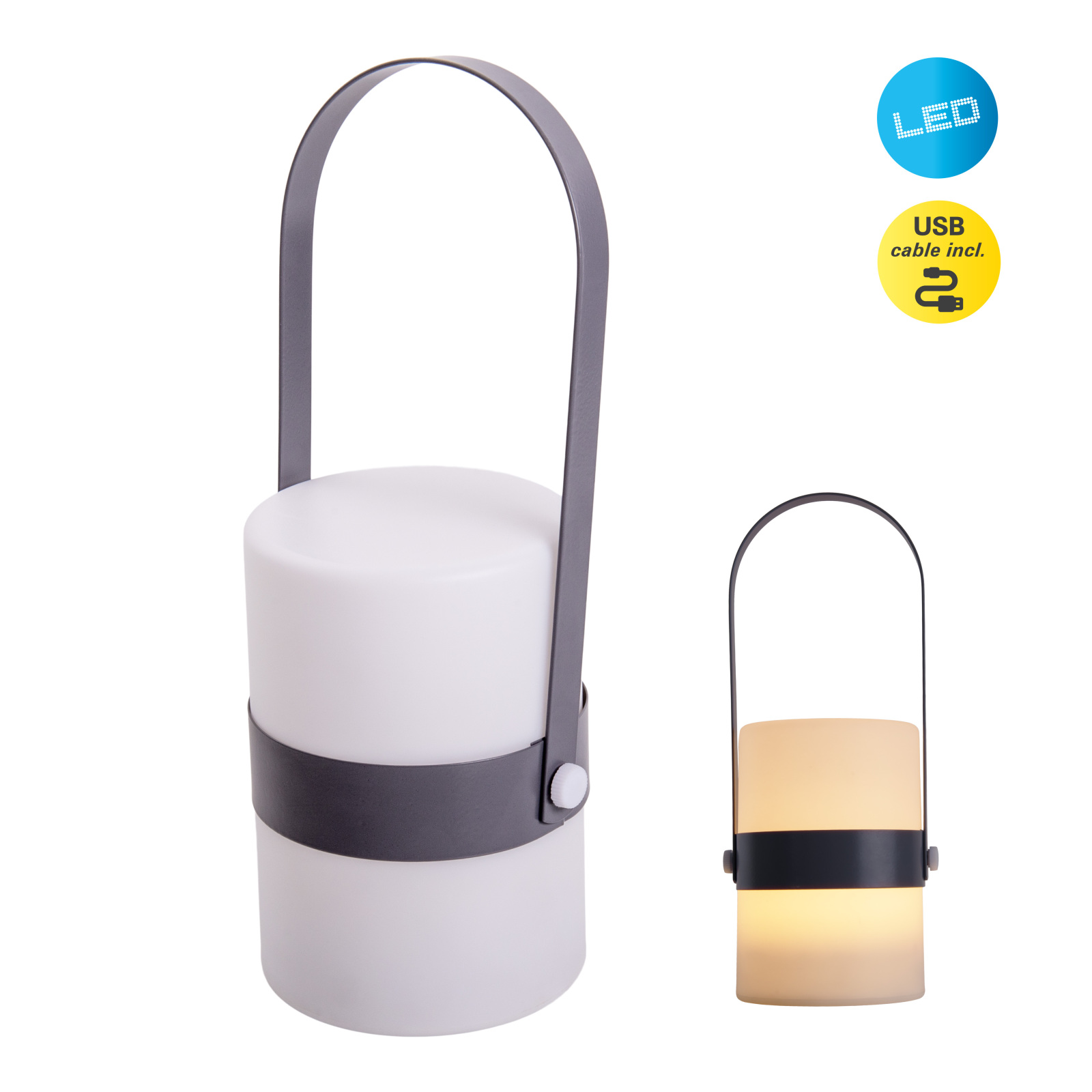 LED-Akku-Dekoleuchte NEO - weiß-grau - 28 cm