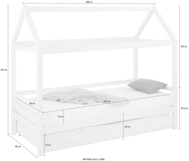 Lüttenhütt Kinderbett »Alpi« inklusive Bettschubkasten und Lattenrost, Liegefläche 90x200 cm,