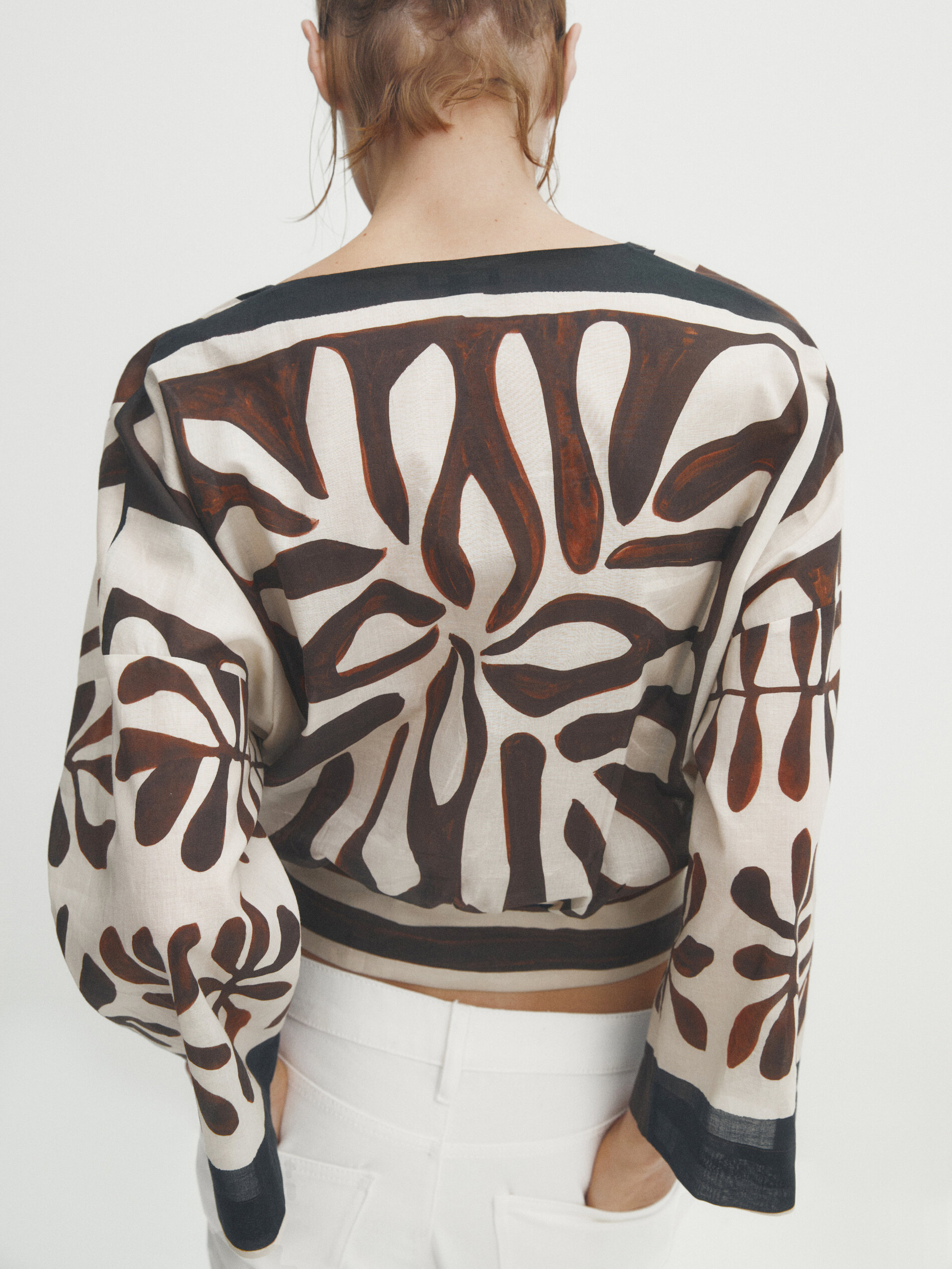 Camisa envelope estampada - MARROM