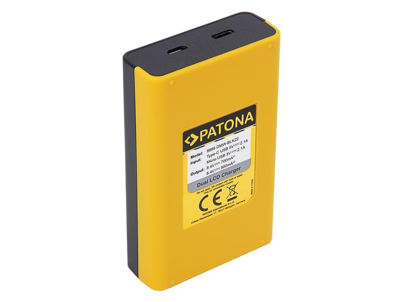 Patona Ladegerät Dual USB – Panasonic DMW-BLK22 USB-Dual-Ladegerät für die Panasonic Akkus DMW-BLK22