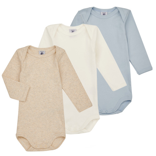 Petit Bateau - BODY US ML PASTEL PACK X3 - Bleu / Blanc / Beige