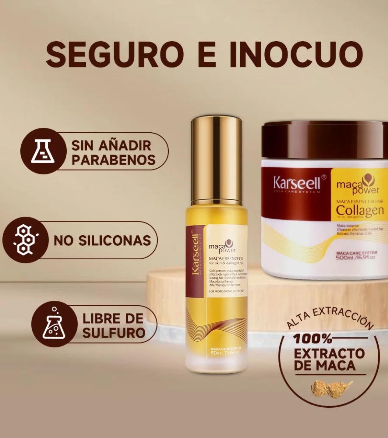 Karseell - *Maca Power* - Conjunto de tratamento reparador Máscara + Óleo Sérum
