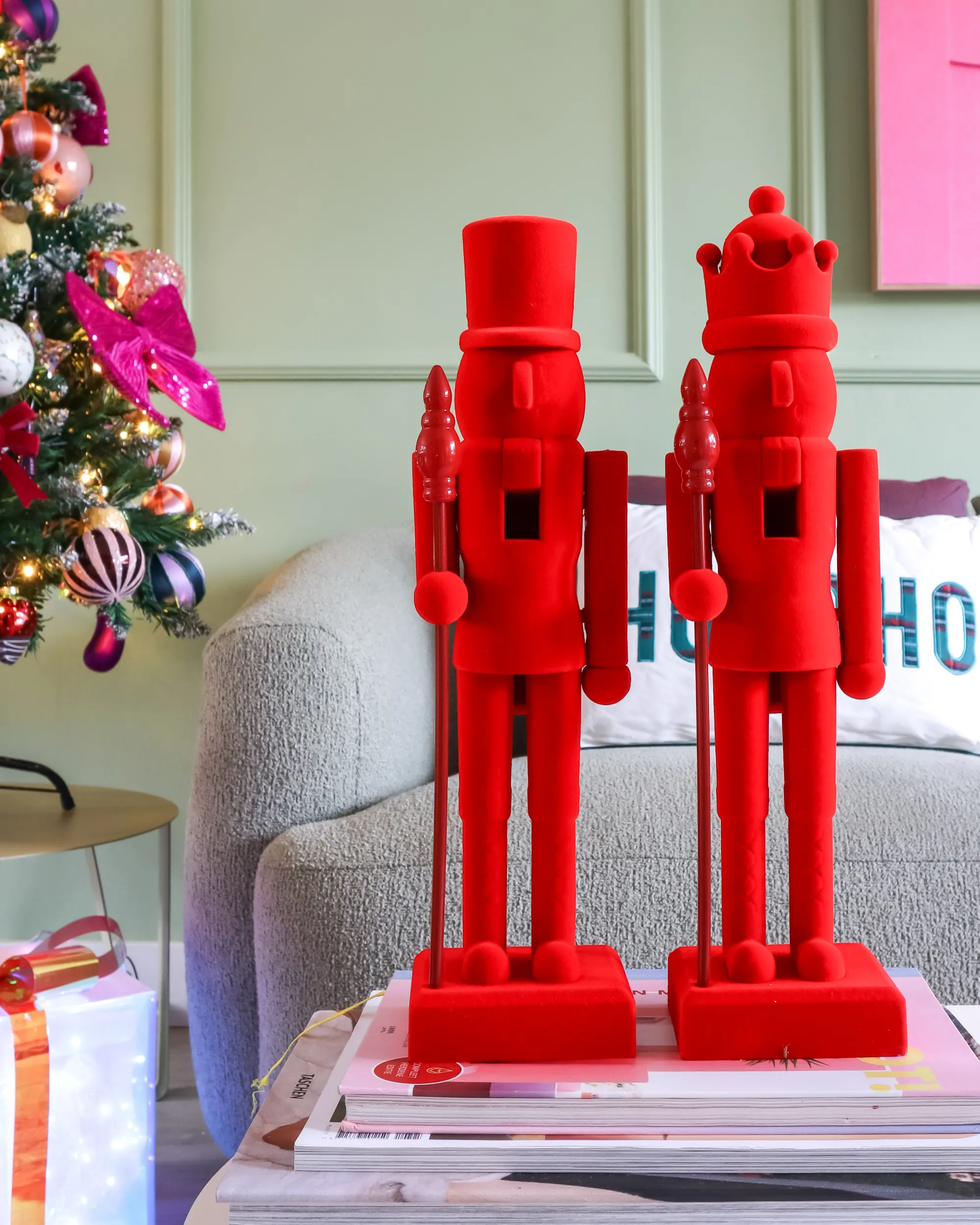 Set van 2 figuren FLATEY Notenkraker 40 cm Rood