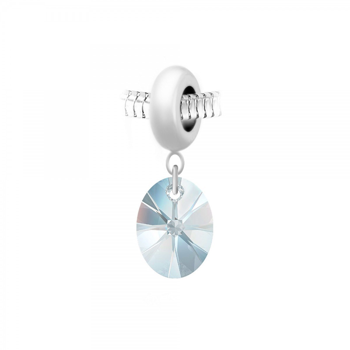 Charm perle en acier SC Crystal orné de Cristaux scintillants