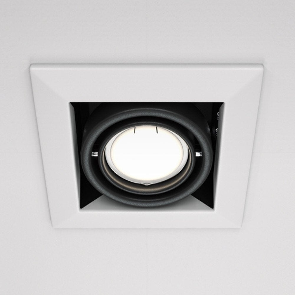 Inbouwlamp van metaal in zwart-wit, GU10, 1 lamp