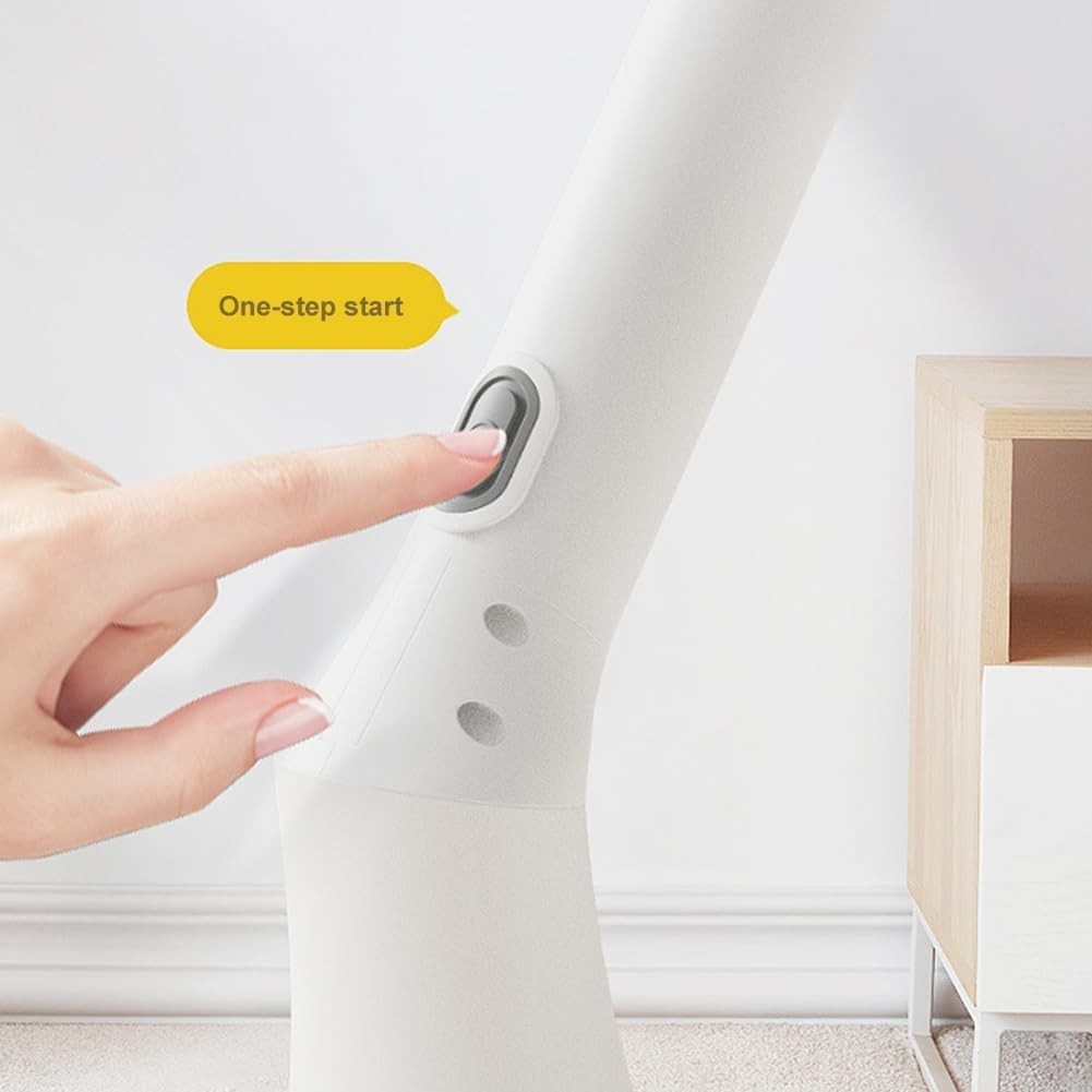 (7-tlg. Set) USB Reinigungs Bürste Elektrischer Spin Scrubber Power Schrubber mit Teleskopstiel   6 Aufsätze - Weiss