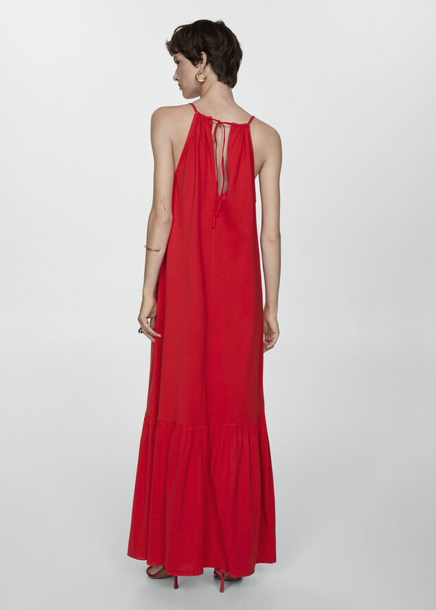 MANGO Long cotton dress Red