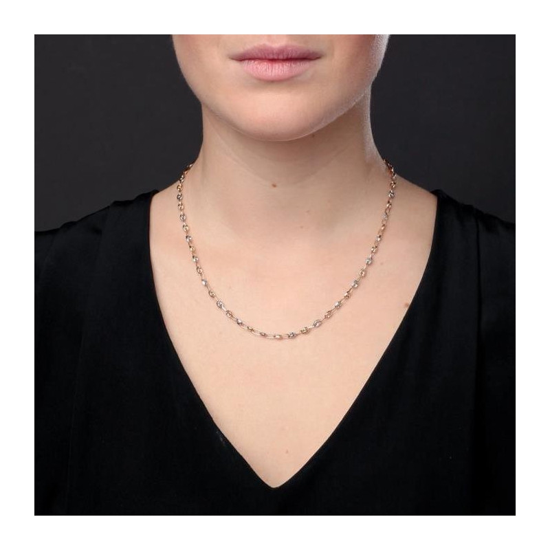 Collier Femme Deux Ors - Grains de Café Bicolores Jaune et Blanc