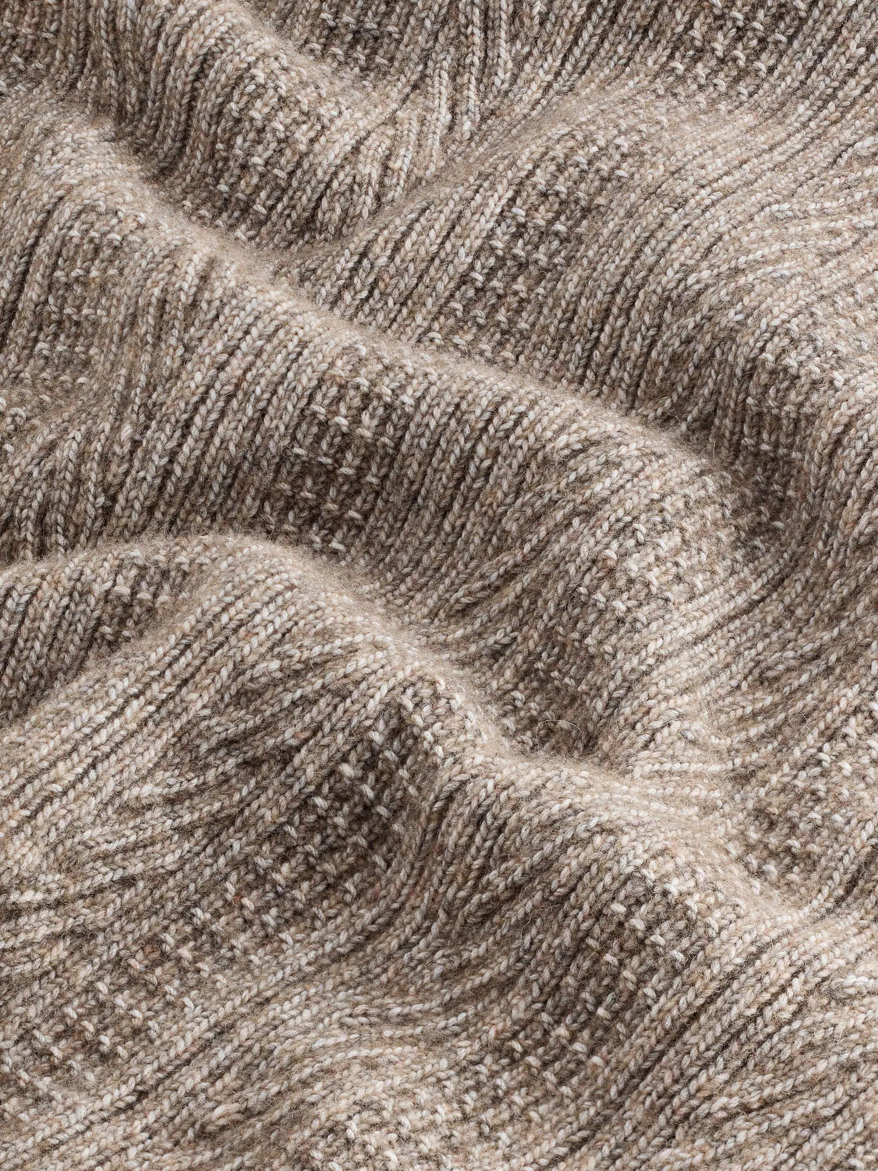 Donker kiezelkleurig - Regular Fit Cable Knit Crew Neck Jumper with Wool